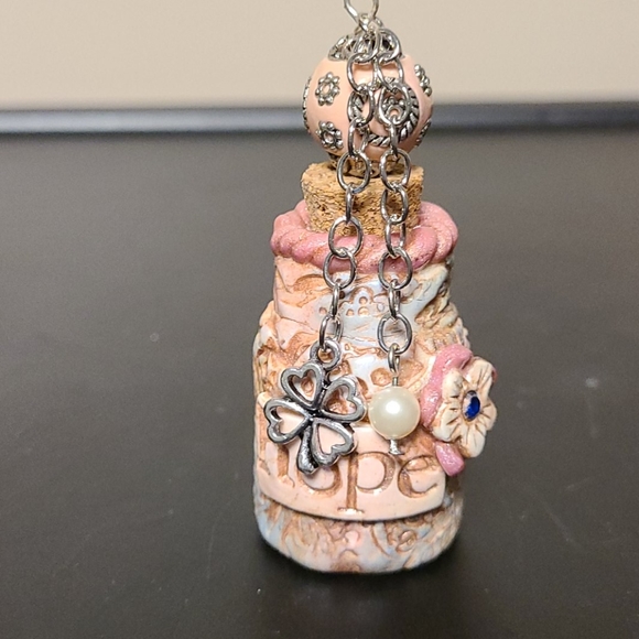 OOAK Handcrafted Clay and Glass Bottle - Picture 8 of 8